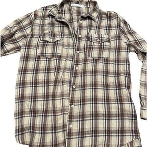 Womens Altar’d State Large L Brown Oversized Flannel Super Soft Pockets